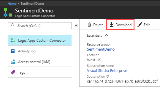 Download OpenAPI definition for Logic Apps.