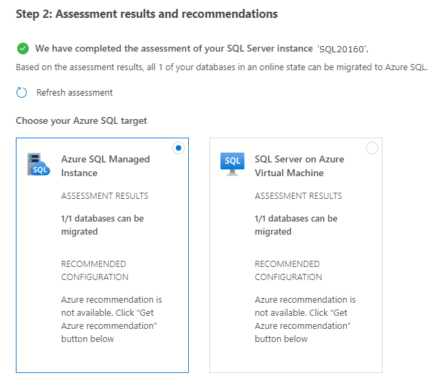 Screenshot of Assessment confirmation.