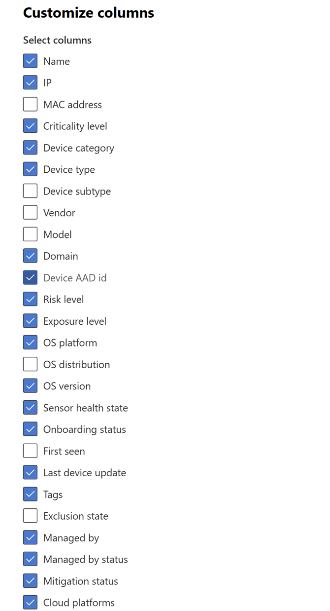 Image of all devices columns