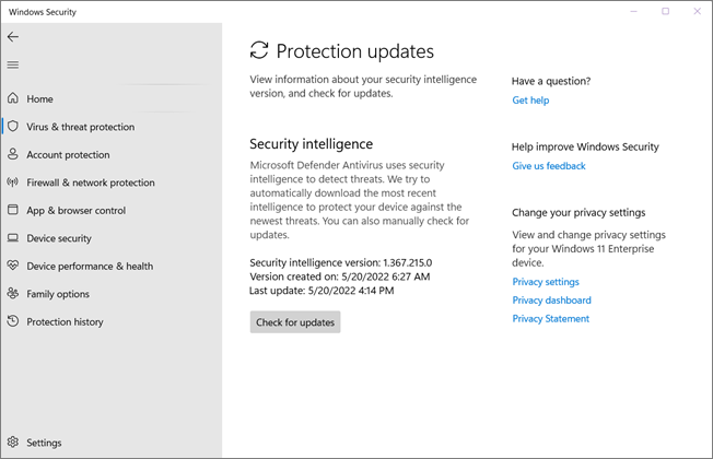 Update definitions in Microsoft Defender Antivirus