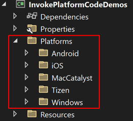 Platform folders screenshot.