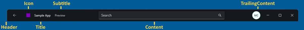 .NET MAUI Titlebar overview.