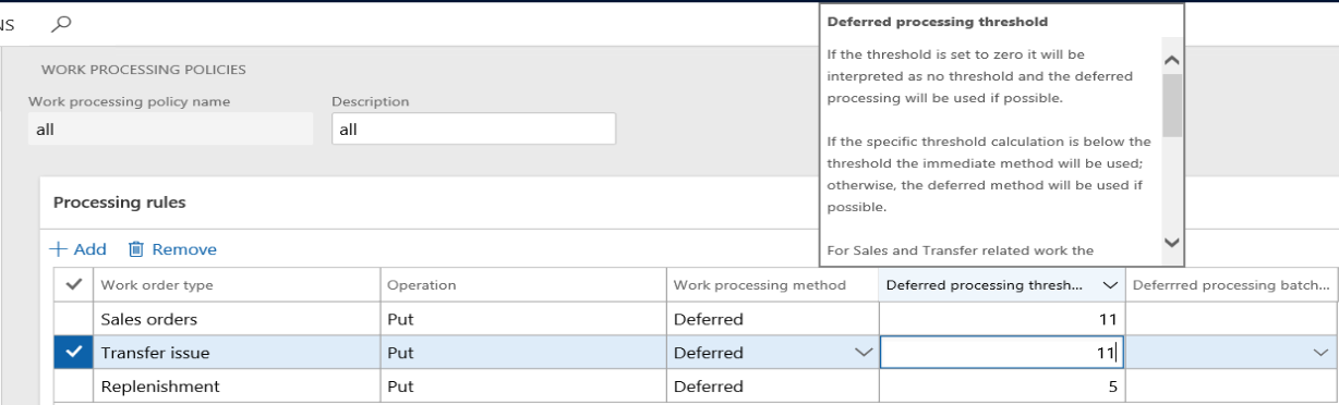 Work processing policies