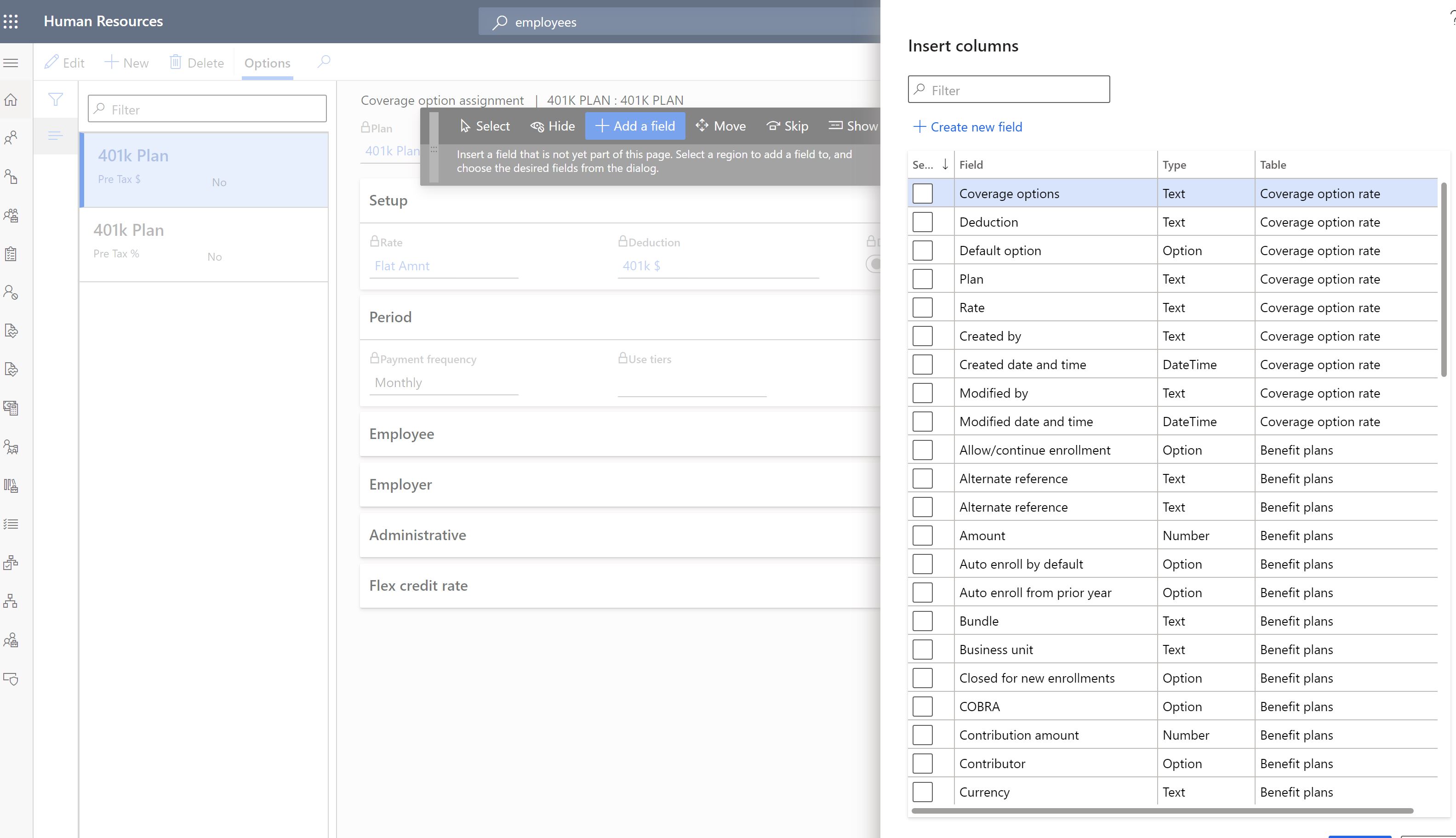 Custom field support for Rate in Coverage Options form