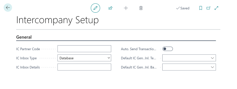 New Intercompany Setup page with two new fields.