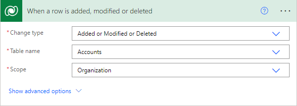 Settings for the flow's trigger