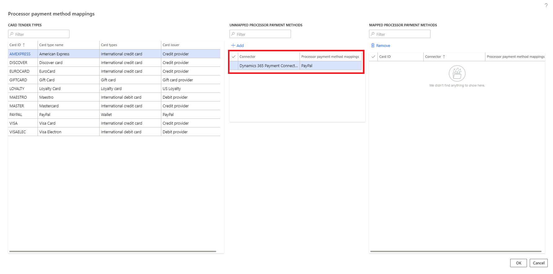 Unmapped processor payment method.