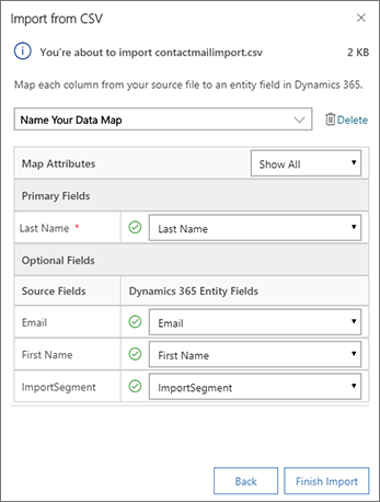 Map spreadsheet columns to database fields.