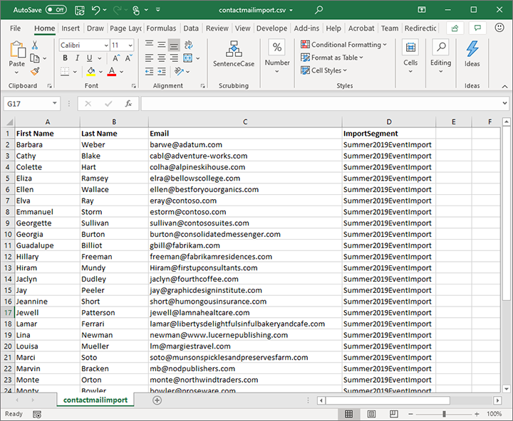 Example spreadsheet.