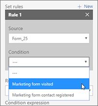 Conditions for a form-based trigger.