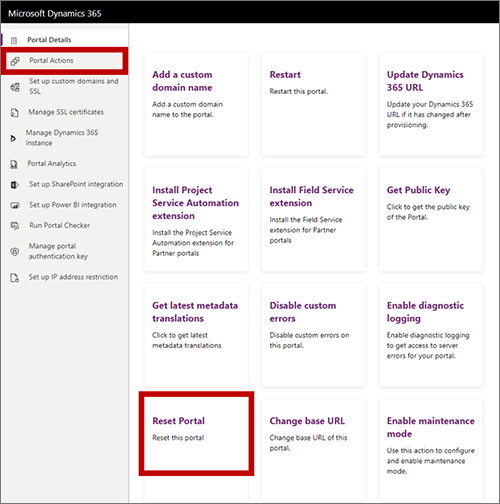 Select Portal Actions.
