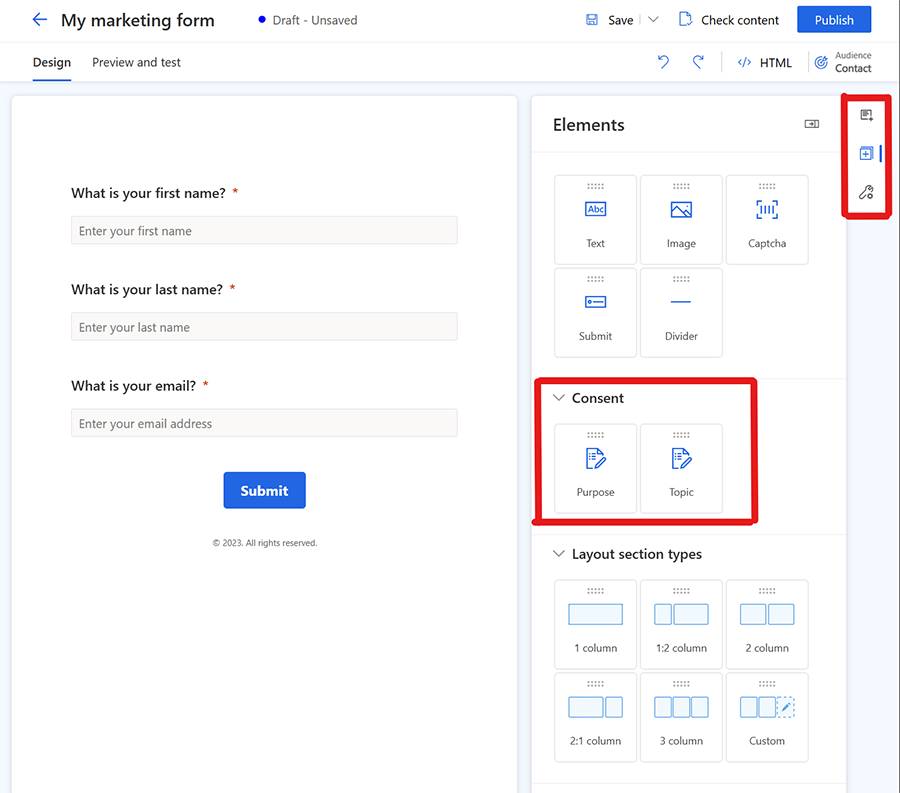 Add consent element to the form.