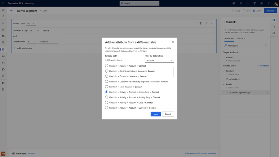 Screenshot of the real-time segment builder.