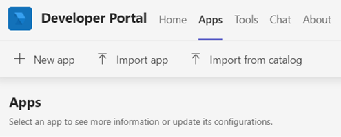 Create a new app or import one in Developer Portal.