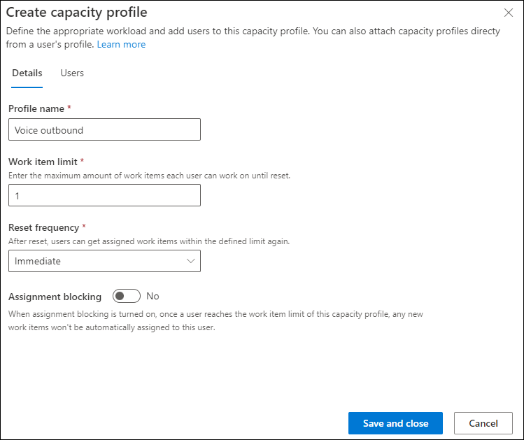 Create a capacity profile.