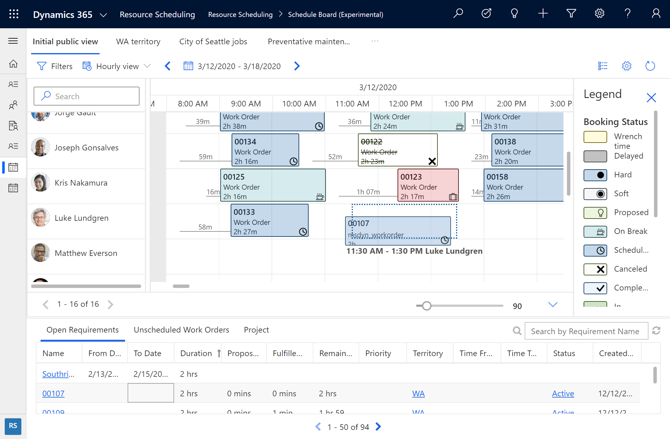 Screenshot of an outlined "ghost booking" to preview a schedule on the schedule board.