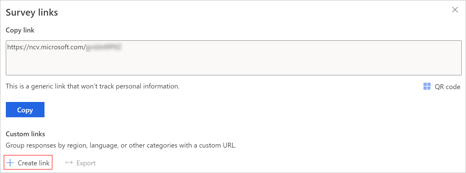 Create a custom link for the survey.