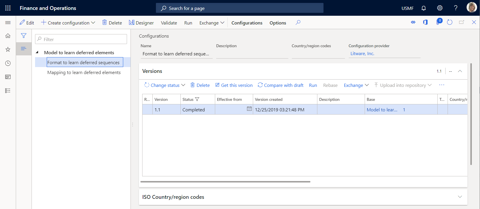 Imported ER configurations on the Configurations page.