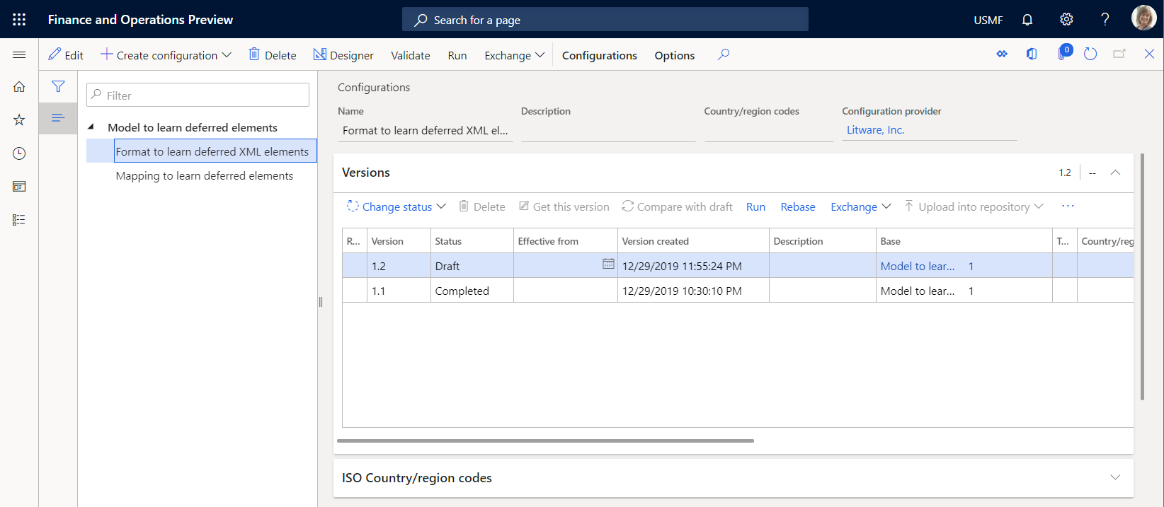 Imported ER configurations on the Configurations page.