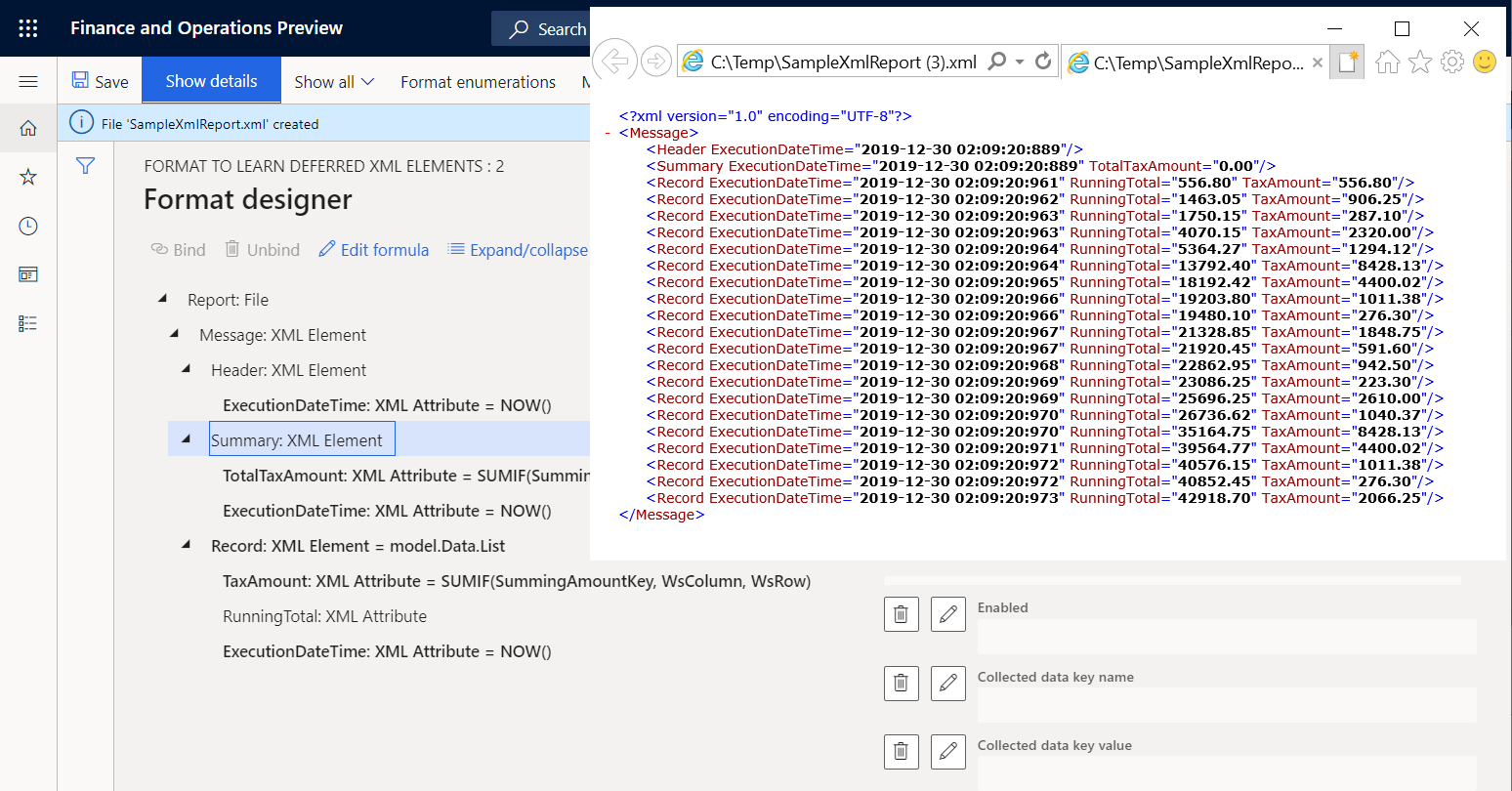 Downloaded file of tax values for report header.