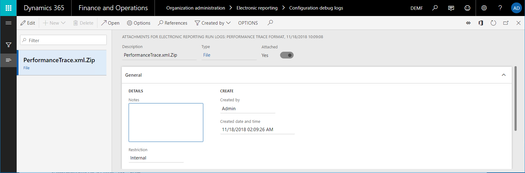 Attachments for Electronic reporting run logs.