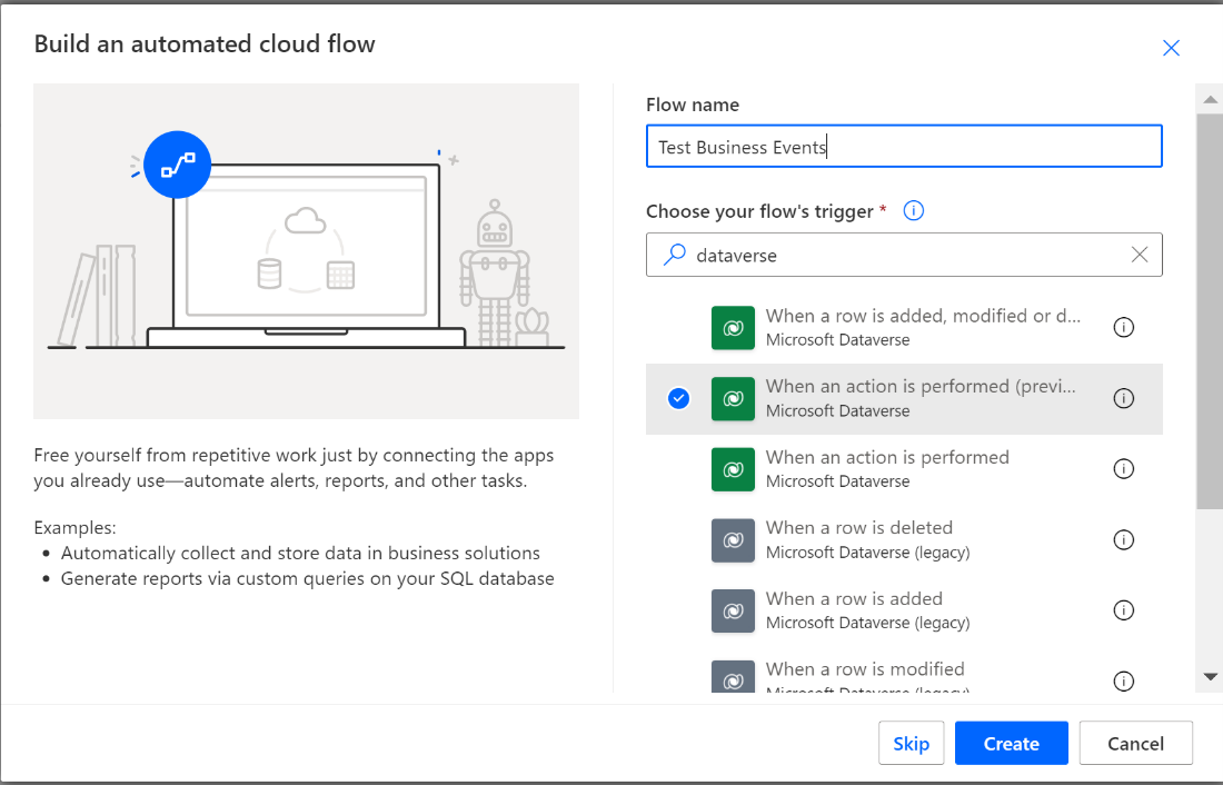 Creating an automated cloud flow.