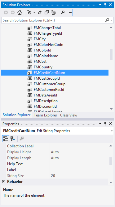 FMCreditCardNum string size.