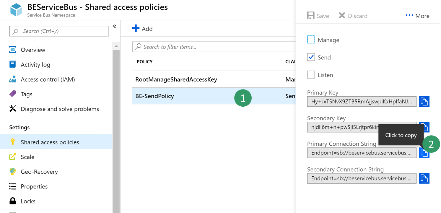 Service Bus connection string