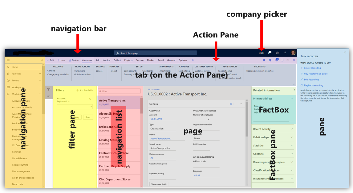 The following image shows the placement of these elements on the interface.