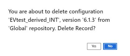 Delete configuration version confirmation message.