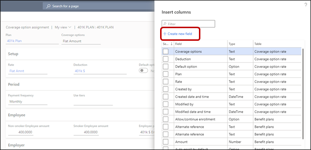 Benefits management custom fields