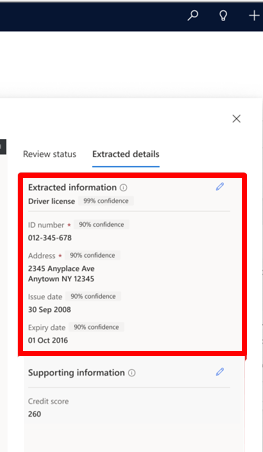 Screenshot of the Extracted information section.