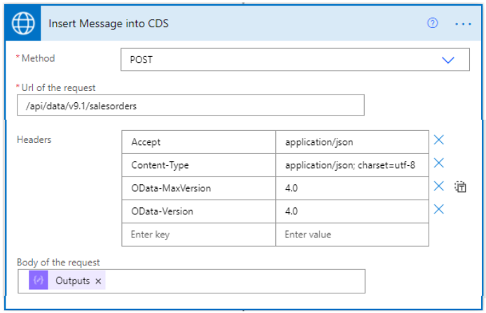 Screenshot of insert messages flow.