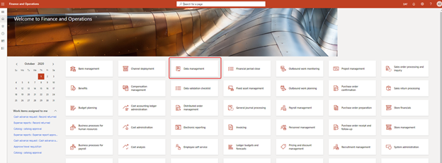 Data Management workspace.