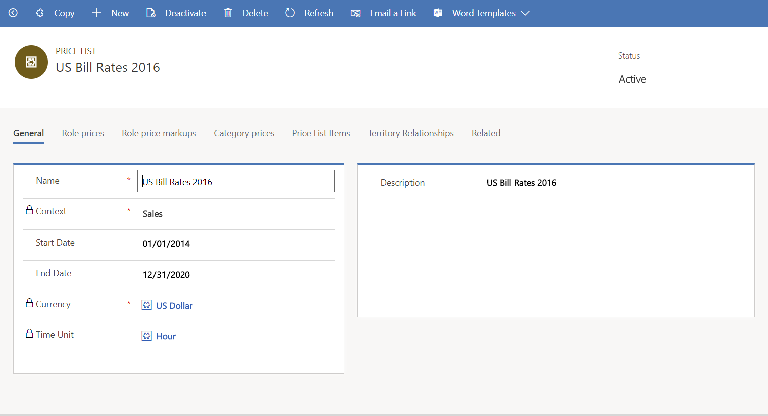 Configuring prices by using a price list.