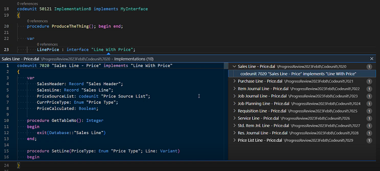 Go to implementations from codeunit variables as well