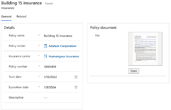 Insurance form