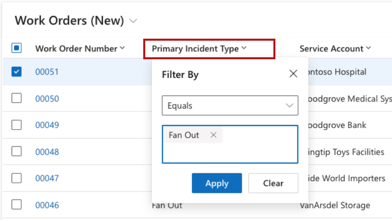 Filtering in the grid experience