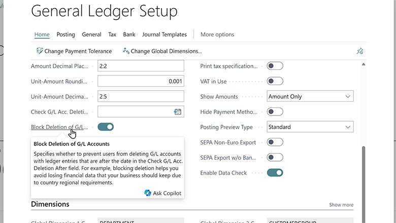 Learn more about fields and accelerate learning in Business Central with Copilot