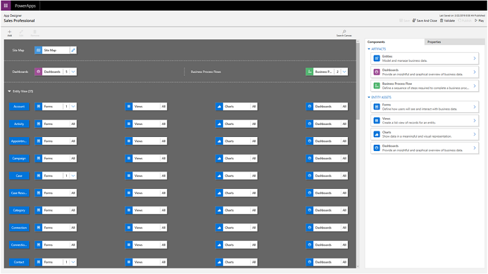 Sales Professional app in the App Designer.