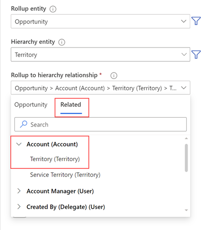 A screenshot of the General step of the Forecast configuration page, with the related field selected.