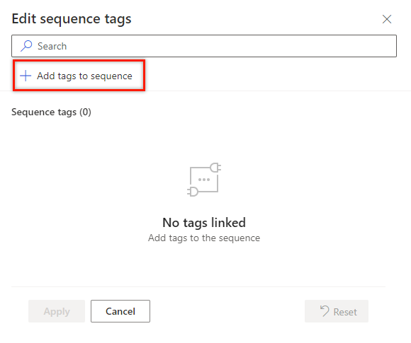 Screenshot of selecting Add tag to sequence.