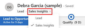 Screenshot of the Sales Insights form selection drop-down