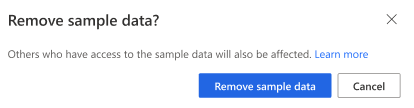 Confirmation message to remove sample data