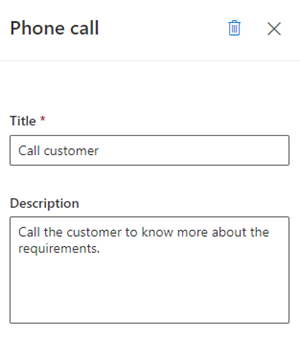 Screenshot of adding a phone call activity.