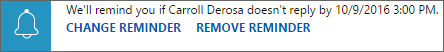 Screenshot of the reminder for a scheduled activity in Dynamics 365 Sales.