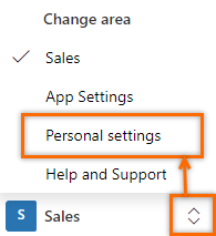 Select personal settings