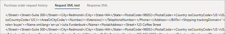 Request XML text tab.