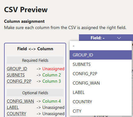 Screenshot of CSV Preview window.