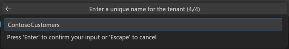 Screenshot of the tenant name field.